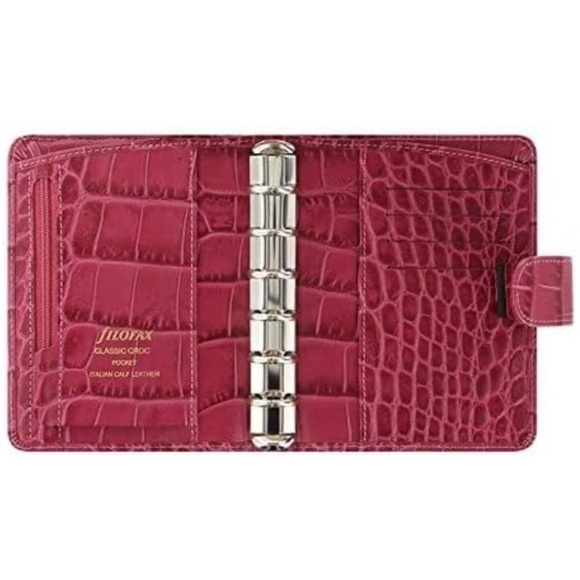 Filofax Pocket Organizer – Classic Croc Fuchsia Calf Leather - Picture 2 of 6